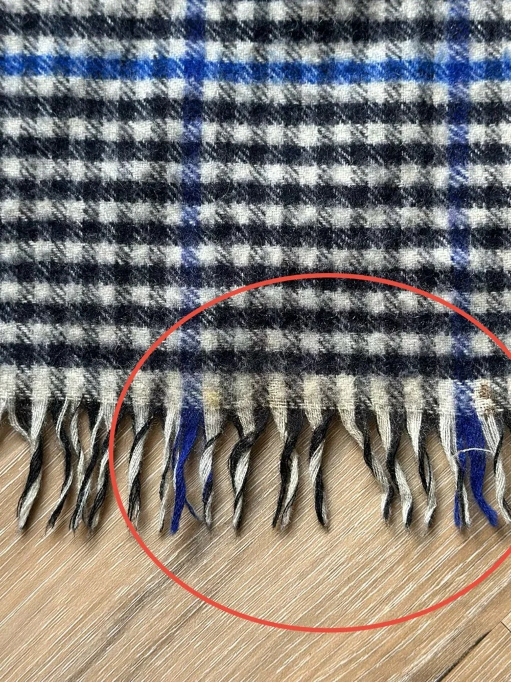 Johnstons of Elgin Cashmere Wool Scarf Made in Scotland - Blue Check